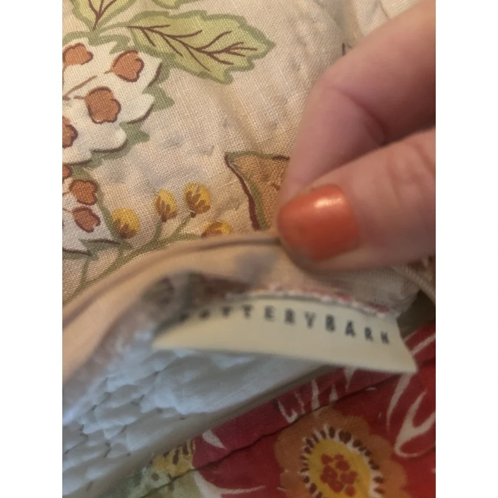 Pottery Barn Floral Euro Quilted Pillow‎ Sham Cover  Reversible